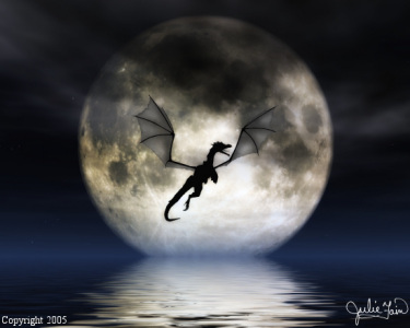 Dragon In Front Of The Moon